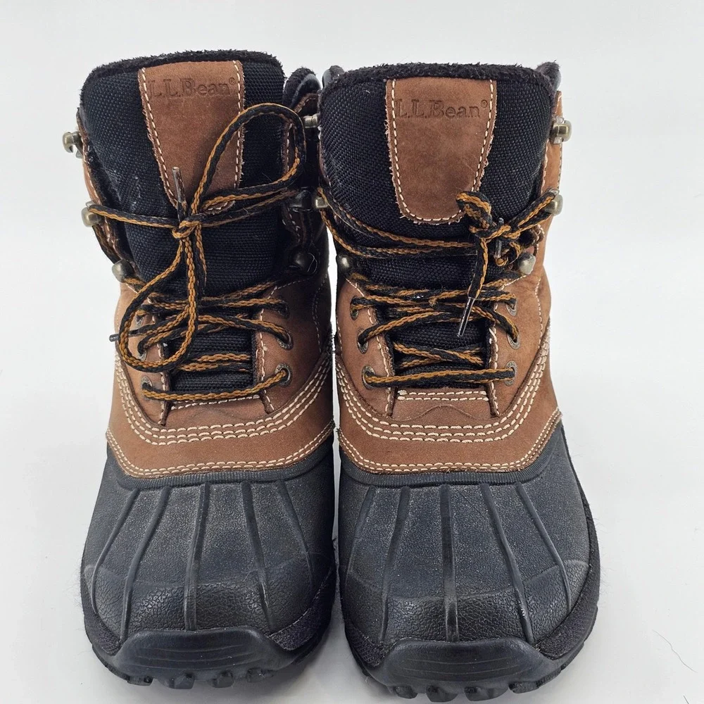 L.L. Bean Snow Boots Womens 6 Brown Black Primaloft Insulated Duck Boots VN05455